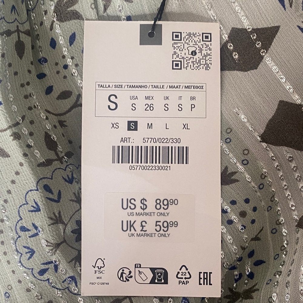 ZARA METALLIC THREAD LONG BOHO DRESS - Picture 2 of 6